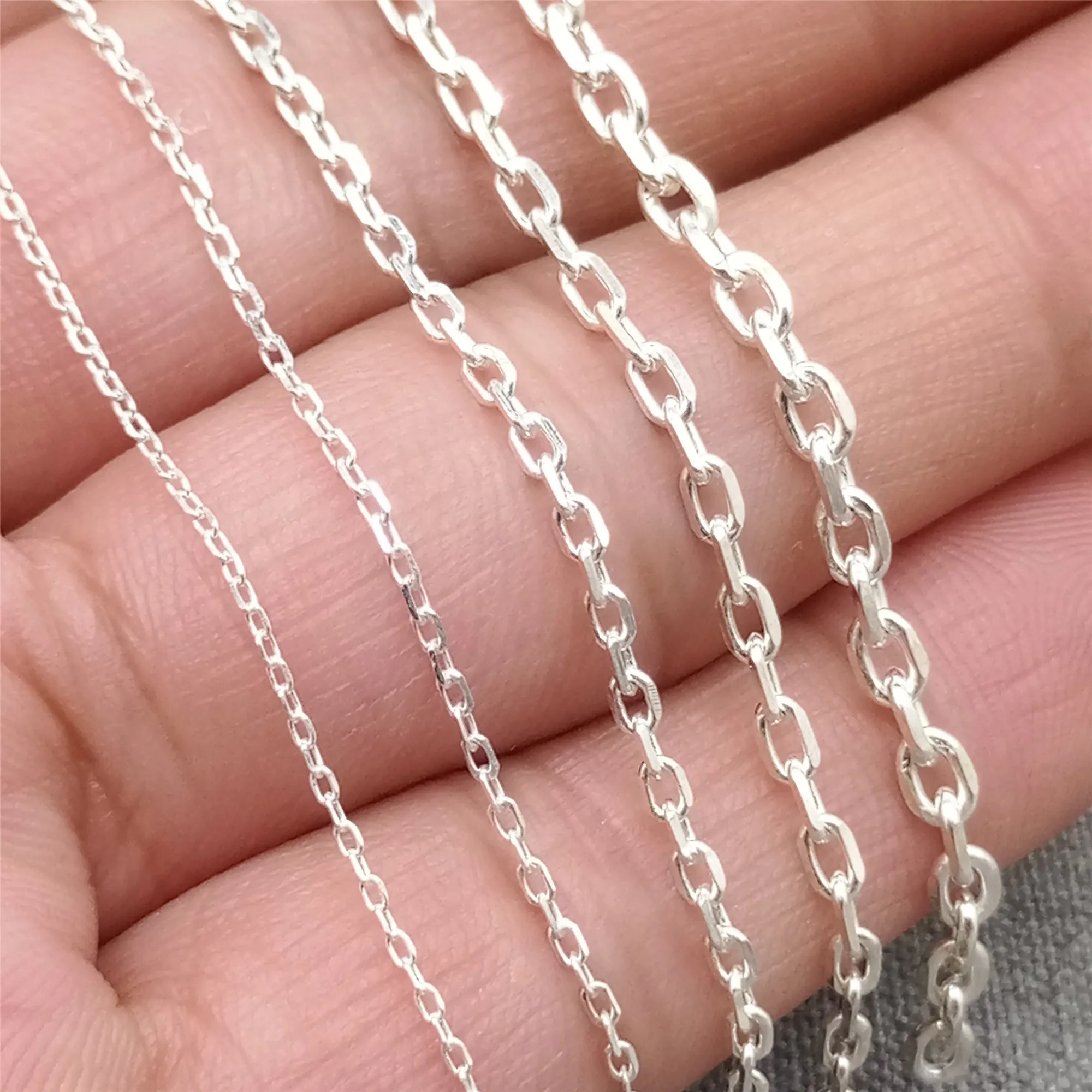 Unfinished Rectangle Cable Chain Footage 3.28 Feet in 925 Sterling Silver for Bracelet and Necklace Making