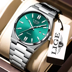 LIGE Top Brand Luxury Quartz Man Watch Stainless Steel Band Business Watches for Men Auto Date Waterproof Luminous Casual Clocks
