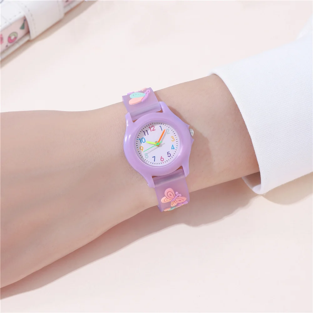 New Fashion Butterfly 3D Pattern Children\'s Watch Student Regular Daily Study Watch Girls Gift