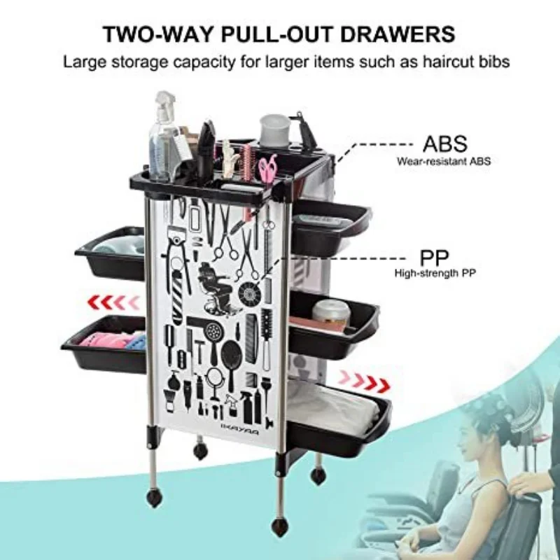 

Salon trolley 5 drawers SPA Hairdressing cart Hairdresser's salon equipment Hairdressing storage trolley with tray