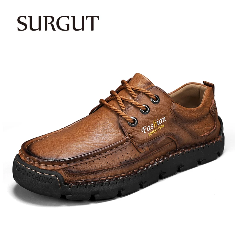SURGUT Autumn Men Casual Shoes Braided Shoelace Microfiber Breathable Upper Durable Wear Simple Work Casual Big Size 38-48