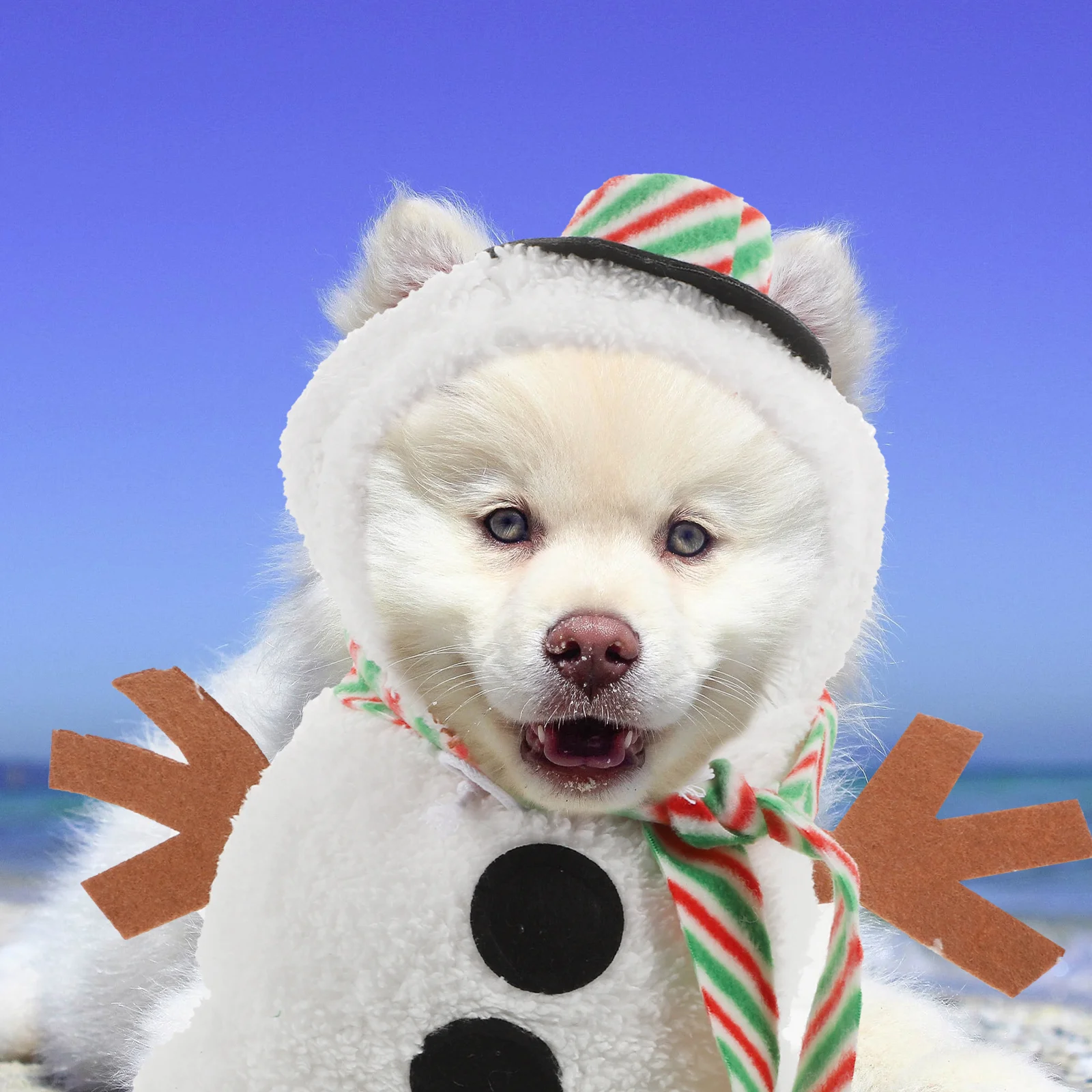 

1Pcs Dog Warm Clothes Xmas Pet Costume Winter Snowman Design Small Dog Outdoor Comfortable Puppy Clothes Breathable Coat