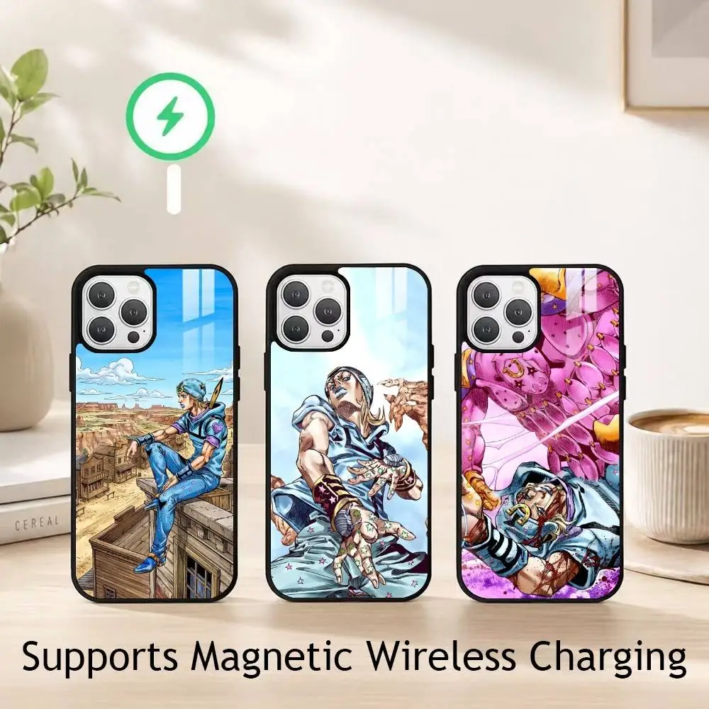 

Anime Johnny Joestar JOJO Phone Case For iPhone17,16,15,14,13,12,11 Plus,Pro Compatible with magnetic wireless charging