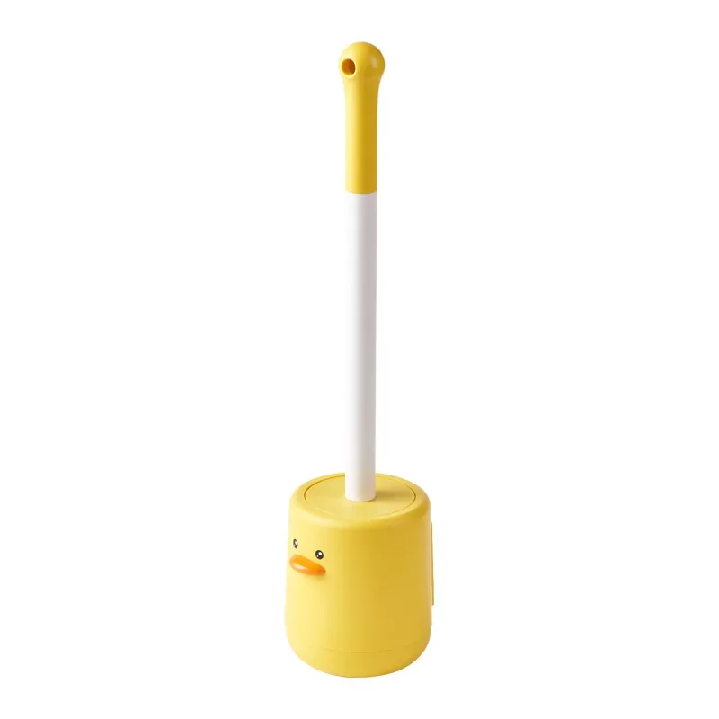 1set, Small Yellow Duck Toilet Brush Set, Cleaning Toilet Brush, Silicone Creative Wall-Mounted Style ,Cleaning Tools,