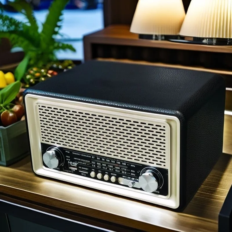 Retro nostalgic desktop radio FM medium-wave short-wave Bluetooth speaker plug-in card stereo