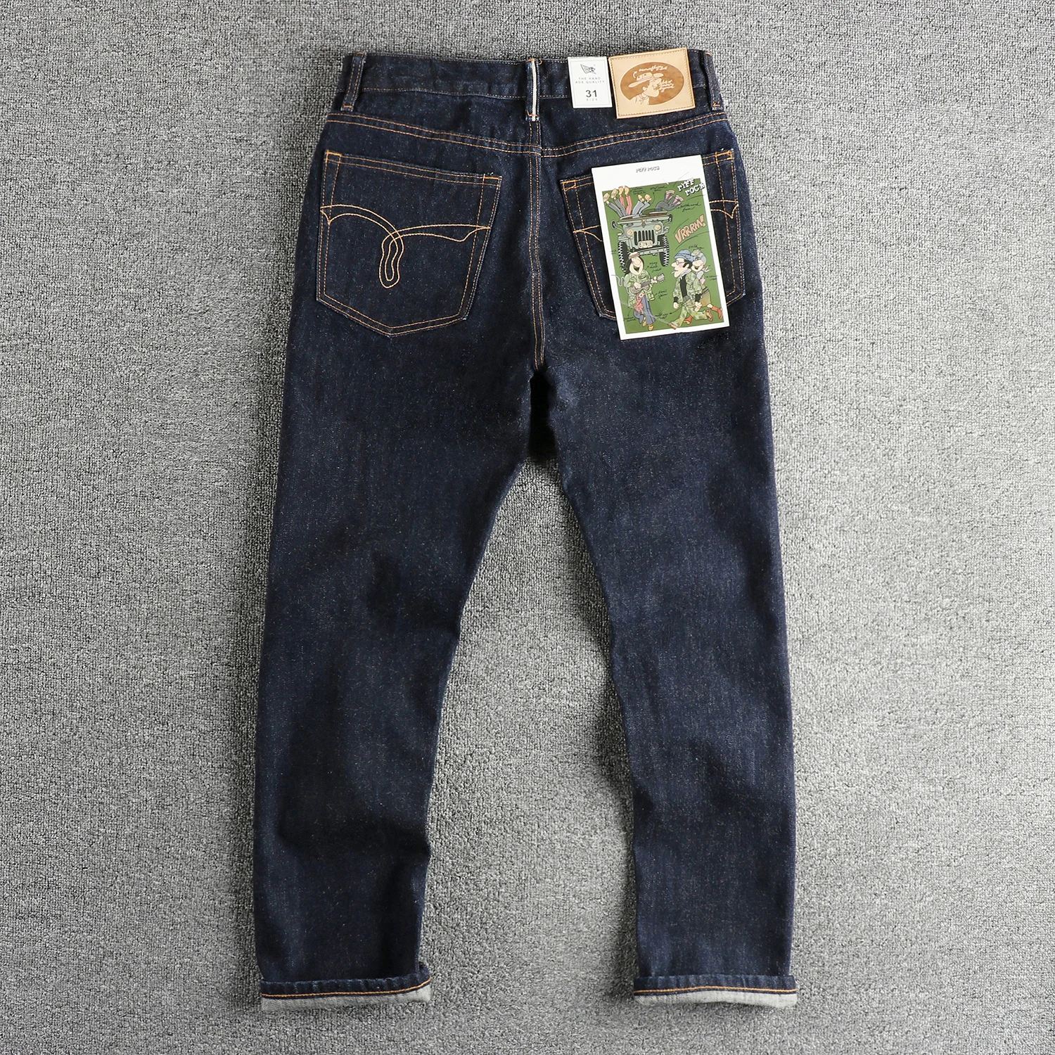100% Cotton High Quality Heavyweight 14 OZ Raw Denim Jeans for Men American Vintage Casual Tapered Straight Pants Youth