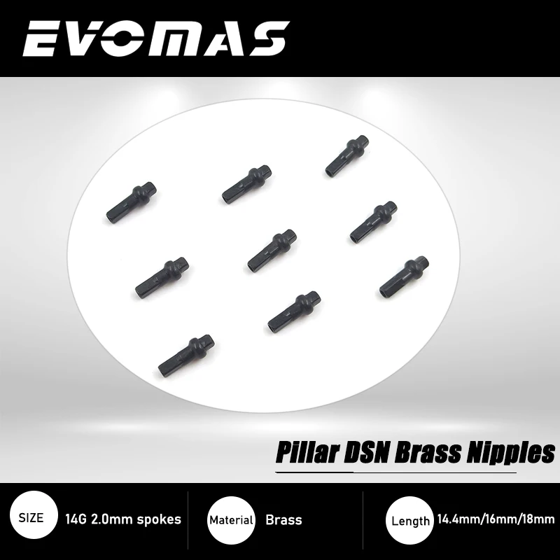 Brass Pillar DSN Nipples for MTB Road Bike Spoke 14G Spoke Black 14mm 16mm 18mm High Strength Nipples