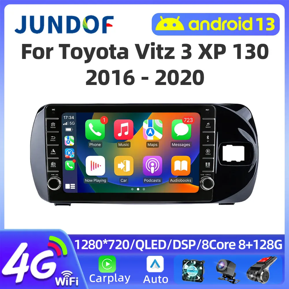 Android 13 For Toyota Vitz 3 XP130 2014 - 2019 RHD Car Multimedia Player Radio Video Navigation GPS Touchscreen Autoradio Audio