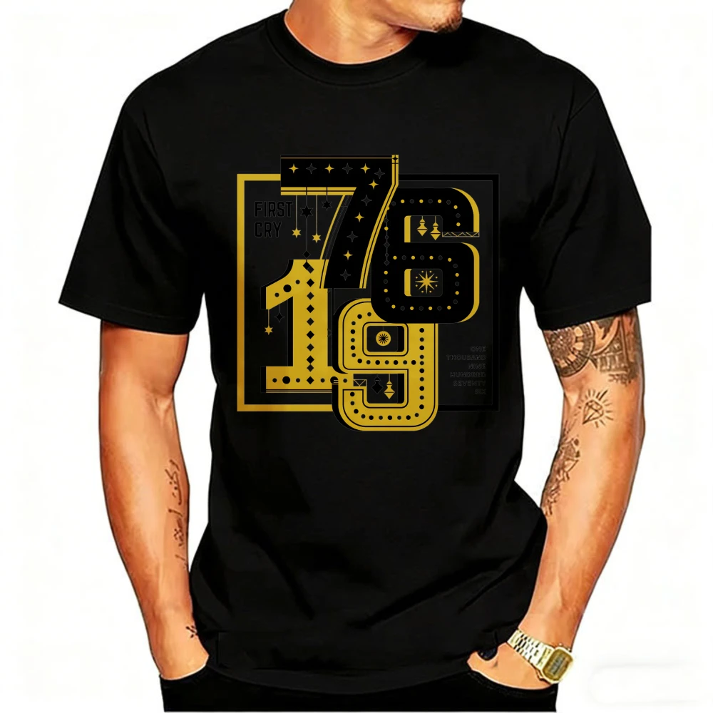 First Cry Opulence 1976 Art Deco Designed with Starry Accents Geometric Frames Ninety Typography Celebrating Legacy T-shirts
