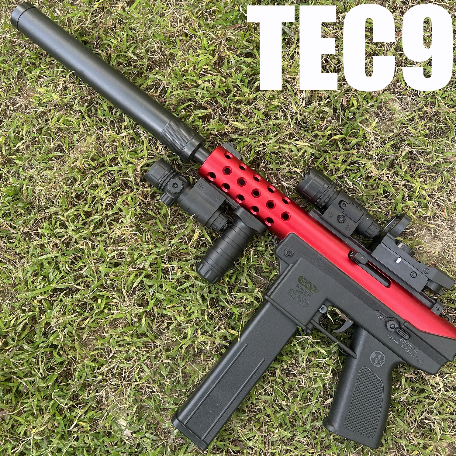 2026 New Product Tec9 Toy Gun with Infrared Flashlight, Red Dot Accessories, Manual and Electric Integrated, Three Colors Available, New Year Gift for Boys, Hot-Selling 7.4V Charging Set