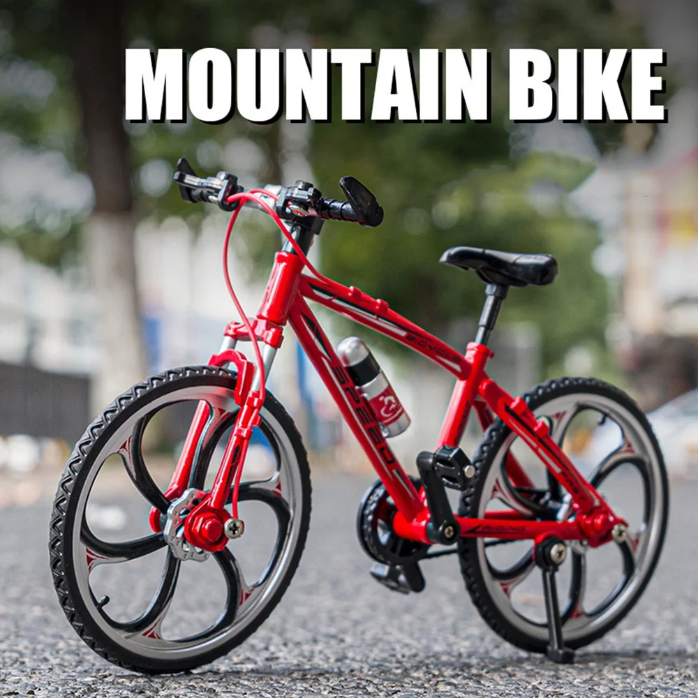 1:8 pliant plat montagne vélo jouet modèles alliage moulé sous pression réglable pied Support roue avant direction Simulation vélos pour enfant