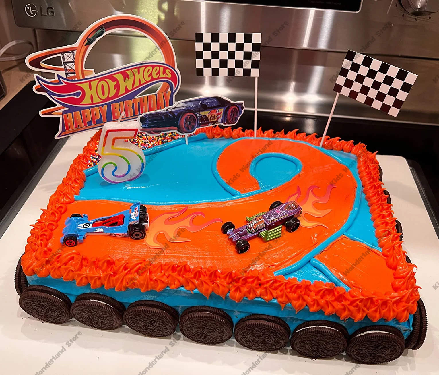 Hot wheels Fire Car Cake Topper Race Car Happy Birthday Party Supplies for Boys Gifts Baby Shower Party Favors Table Decorations