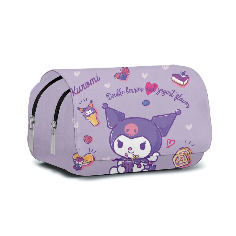 Kawaii Kuromi Double-layer Pencil Bag Primary School Students Stationery Box Cartoon Pencil Bag Mochila Children\'s Birthday Gift