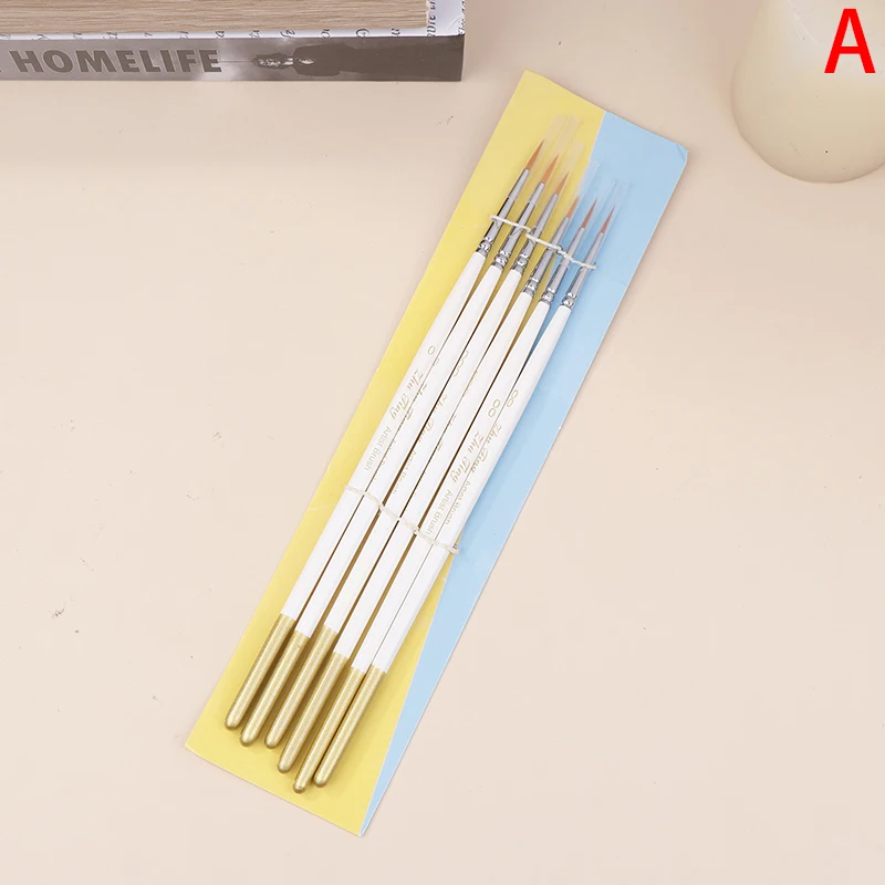 4/6 Pcs Watercolor Brush Pointed Round Flat Head Soft Hair  Pointed Nylon Hair Hook Line Pens Painting Craft Pens