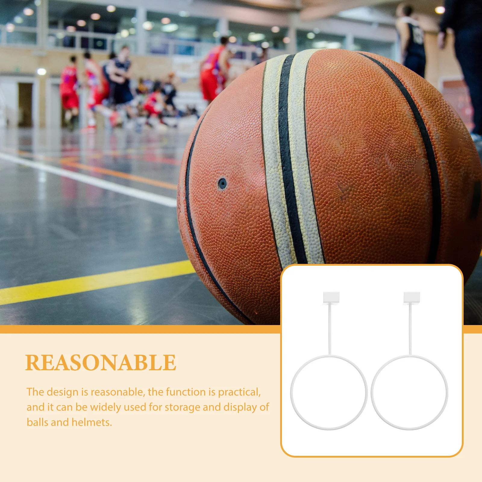 

2pcs Mounted Basketball Holder Iron Balls Storage Hats Display White Durable Saving Easy Install Heavy Duty Metal