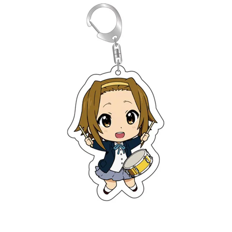 Anime K-ON! Keychain Hirasawa Cartoon Cosplay Keychains with pendant metal Car key chain Key Ring Men Women Baby Jewelry Gifts