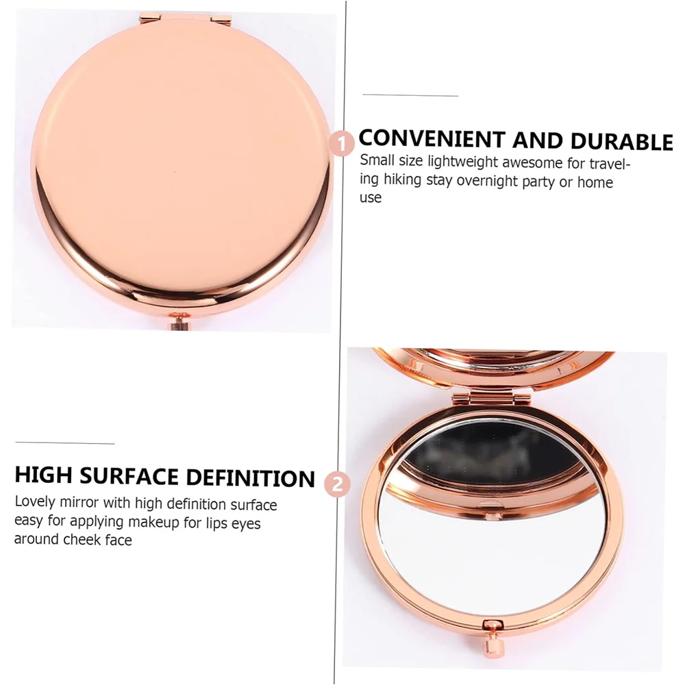 Miroir de maquillage portable en métal avec nom personnalisé, poche, double face, pliable, déterminer, loupe, outil cosmétique de beauté