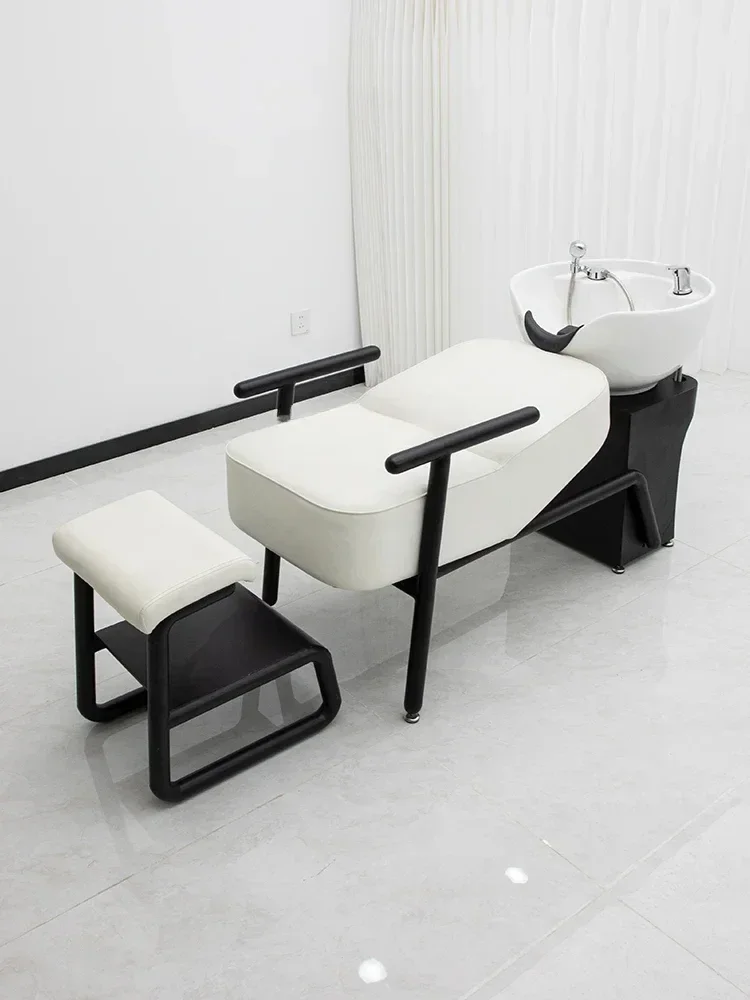 Hair  Lying Half Shampoo Chair Hair  Flushing Massage Couch Barber Shop Ceramic Basin