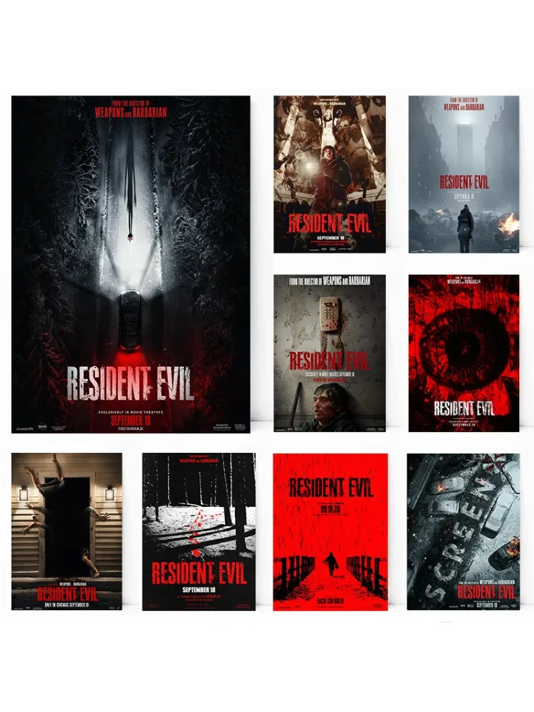 R-Resident Evil 2026 Horrorfilm Klassischer Gaming-Film Retro-Poster Leinwandgemälde Wandkunst Bilder Heim- und Schlafzimmerdekoration
