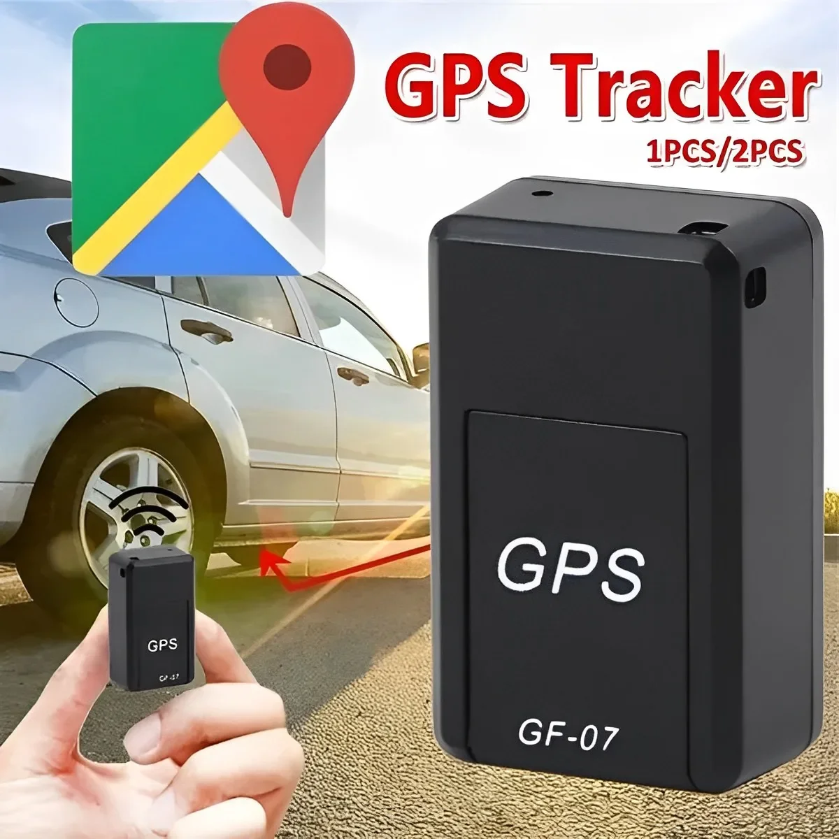 2Pcs Mini GF-07 GPS Car Tracker Real Time Tracking Anti-Theft Anti-lost Locator Strong Magnetic Mount SIM Message Positioner