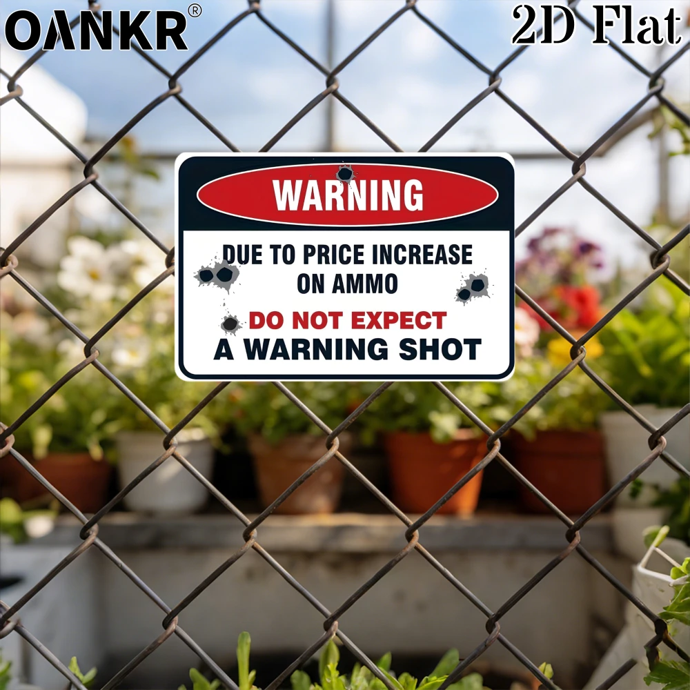 Vintage Warning Tin Sign, Do Not Expect A Warning Shot Metal Poster Metal Signs for Man Cave Garden Farm Fence Home Wall Decor