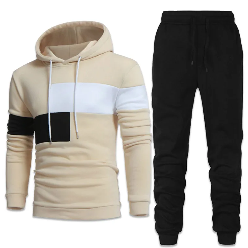 Fashion Men Tracksuits Hoodies Suit Autumn Winter Men Hooded Sweater and Sweatpants Two Piece Set Plus Size Men\'s Clothing