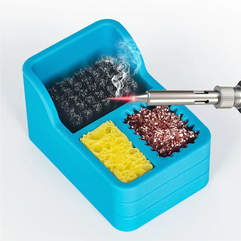 TE-717 Tin Slag Storage Box for Mobile Phone Repair High Temperature Resistant Soft Silicone Soldering Iron Cleaning Box