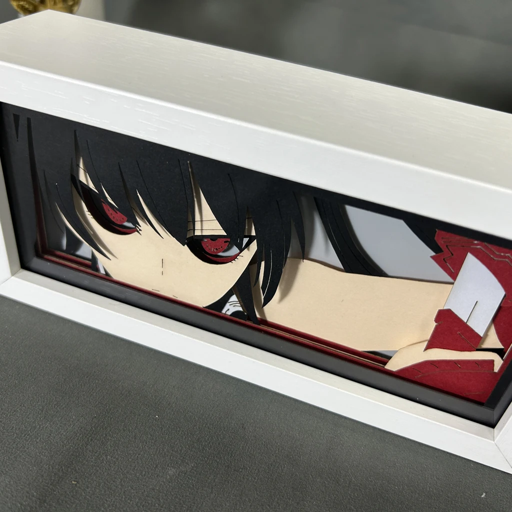Akame Ga Kill Paper Cut Light Box, Decoração de Quarto Anime, Manga Shadow Box, Desk Table Lamp Lightbox