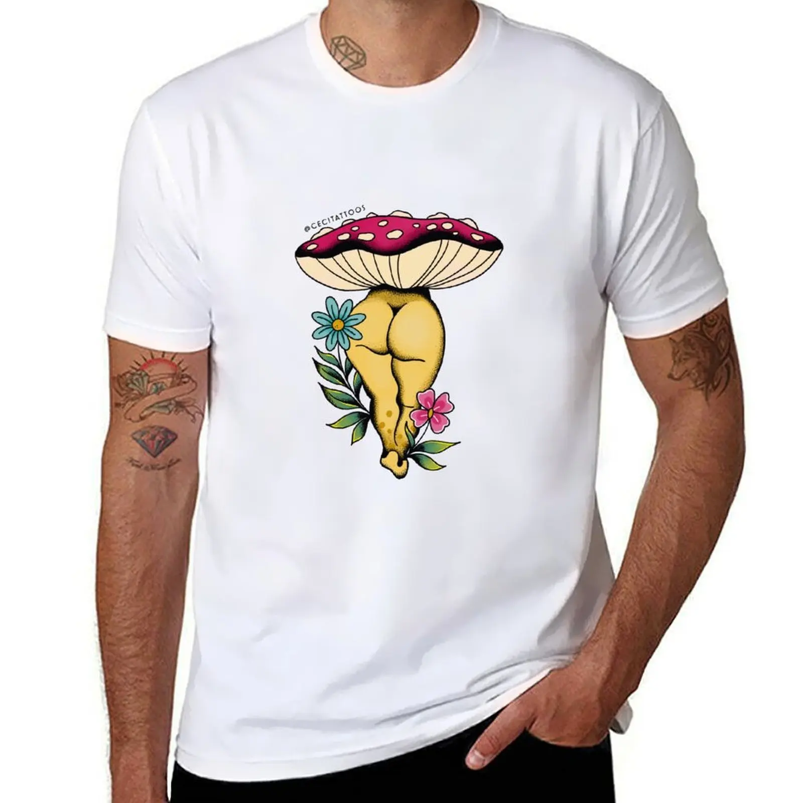 

Sexy Mushroom with flower T-Shirt t shirt man plain t shirt man cotton T-Shirt