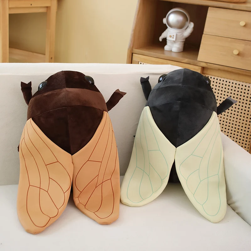 1pc 48CM Simulation Cicada Plush Toys Stuffed Soft Animal Insect Pillow Real Life Bug Plushie Kids Boys Birthday Decor Gift