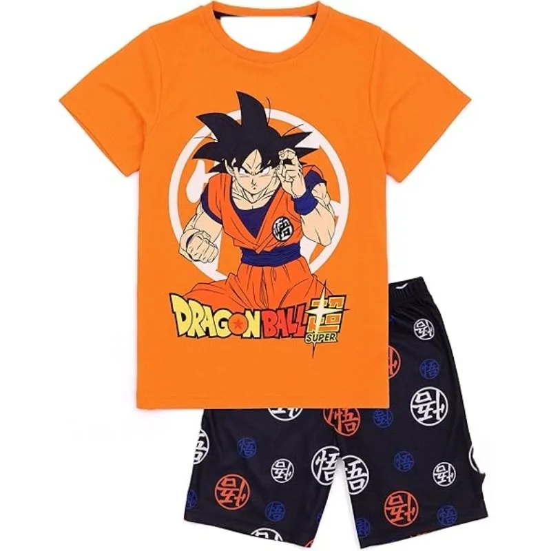 

2026 Summer Goku Dragon Ball Super Pajama Anime Allover Print Adult Kids T-Shirt&Shorts Set Summer Quick-dry Soft Lightweight