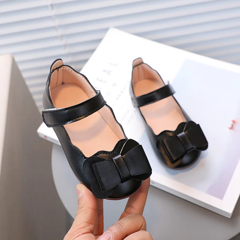 Child HappyShoe2025 Autumn New Korean Edition Child Flat Flat SingleShoe Butterfly Bow Little Girl Bean Girl Princess DanceShoe