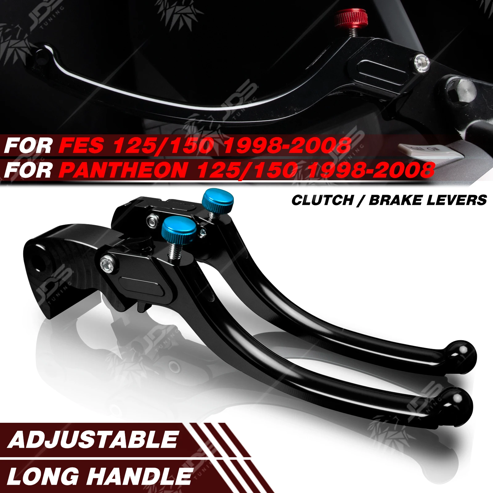 

JDSTUNING For Honda FES/PANTHEON 125/150 1998-2008 Stepless Clutch Lever Brake Lever Set Long Handle Levers Accessories Parts