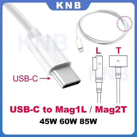 Type-C USB-C to Magsafe 1/ 2 Fast Charging Cable Magnetic L / T-Head for MacBook Air Pro 45W 60W 85W