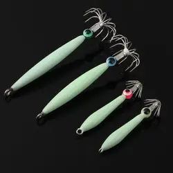 1Pc Stainless Steel Squid Hook Simulation Noctilucent Octopus Bait New Style Wood Shrimp Lures Sleeve-fish Fishing Tackle