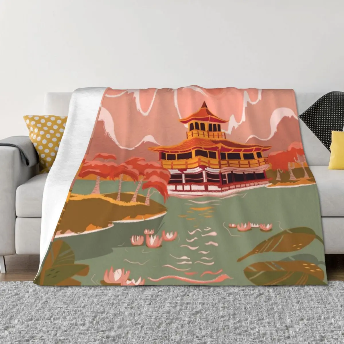 

Kyoto Golden Pagoda Throw Blanket wednesday warm winter Loose Sofa Blankets