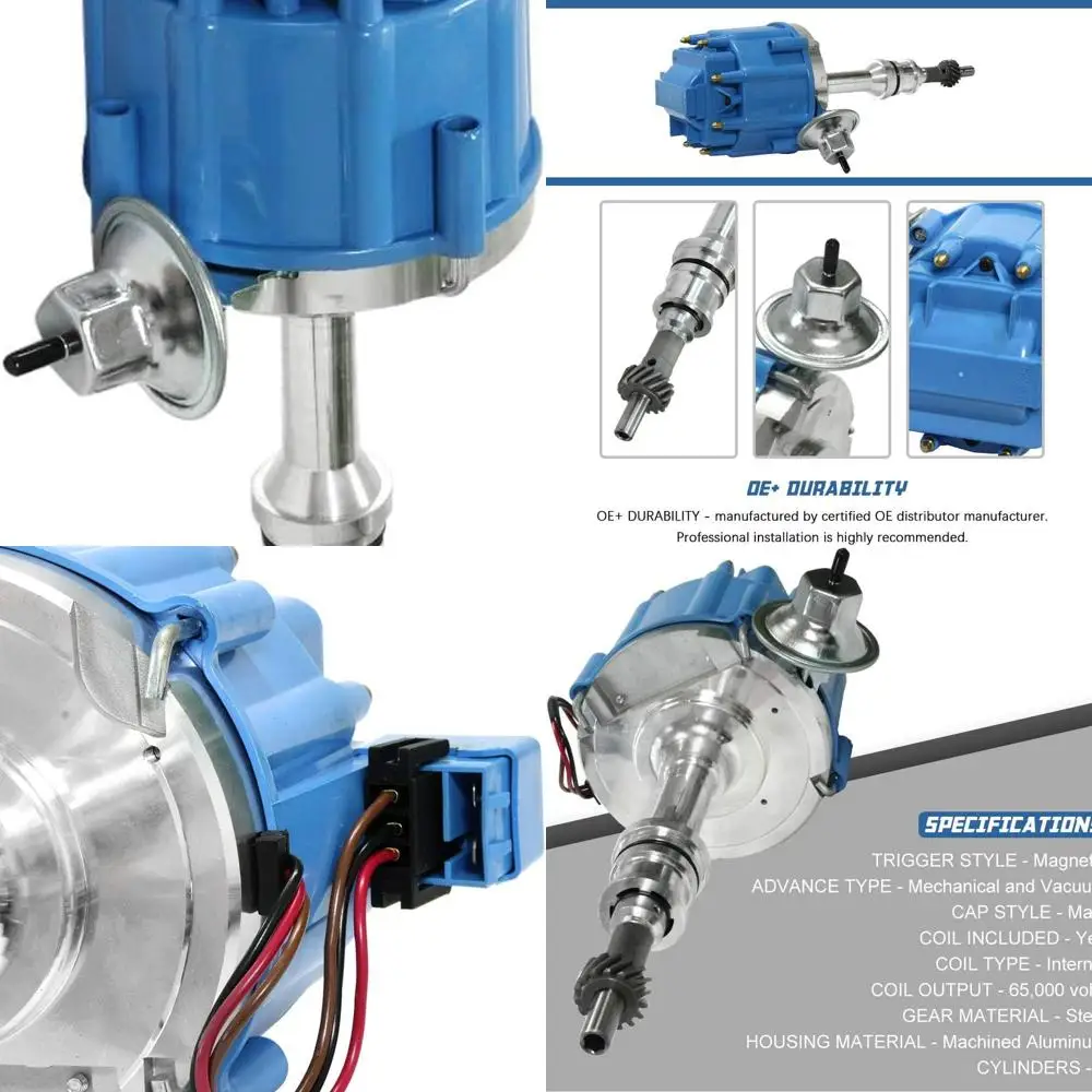 

Распределитель зажигания HEI для Small Block Ford 351 Вт Windsor 5,8 л, 8 цилиндров, новый распределитель, катушка 65 К с синей крышкой