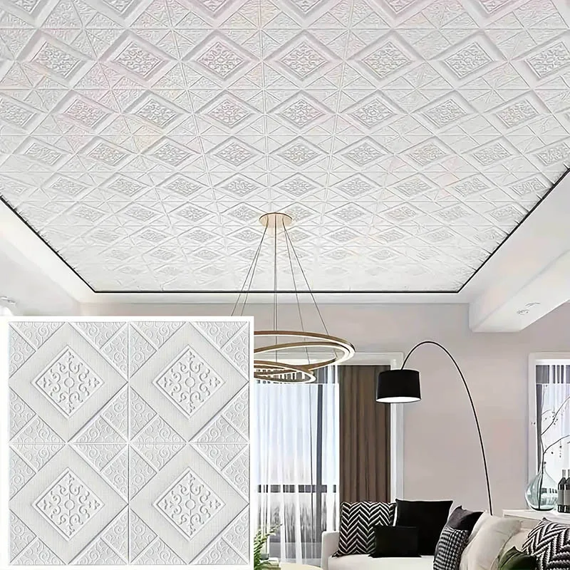 5pcs DIY 3D Ceiling Foam Wall Stickers Self-adhesive Waterproof And Mildew Proof Room Living Room Bathroom Kitchen Bedroom Decor