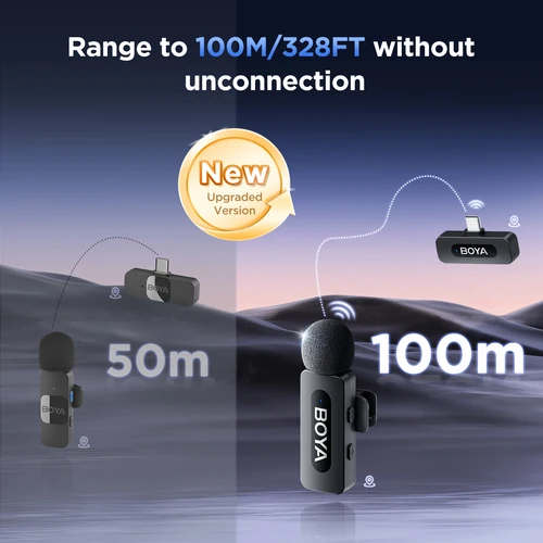 Imagen 2 del producto BOYA 2PCS Micrófono inalámbrico de solapa Para Android y ordenadores portátiles - Micrófono condensador omnidireccional USB C