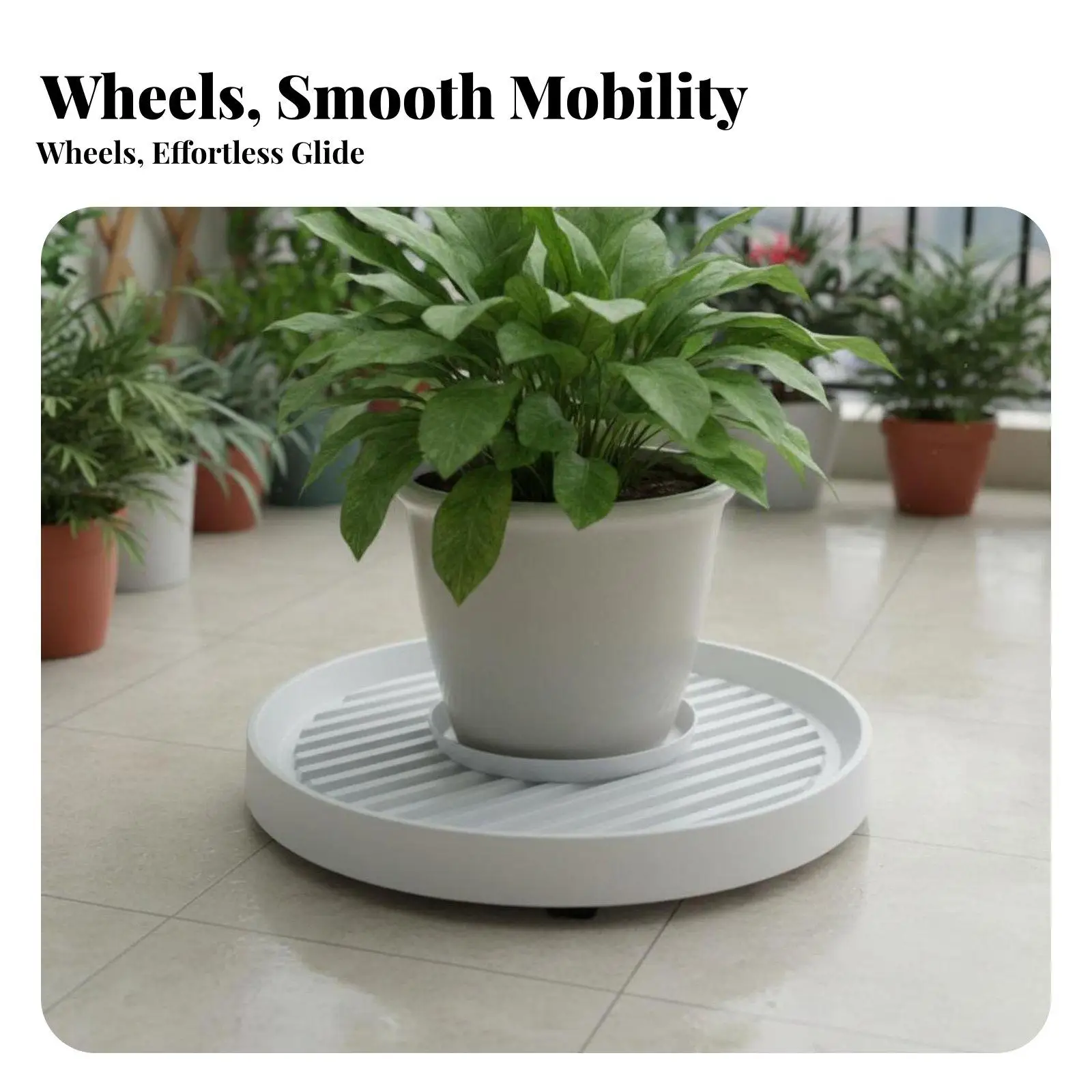 Flower Pot Mover with Hidden Wheels 360° Decay Ate Casters Round Pot Trolley