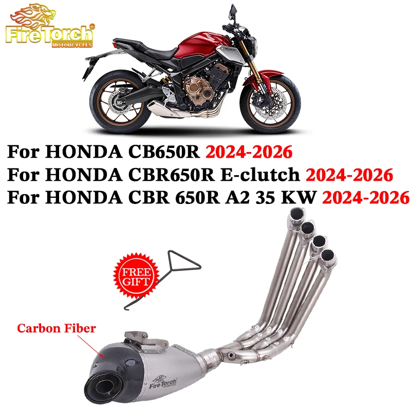 

Slip On For HONDA CB650R E-clutch CBR 650R A2 35 KW 2024 2025 2026 Full System Motorcycle Exhaust Escape Front Link Pipe Muffler