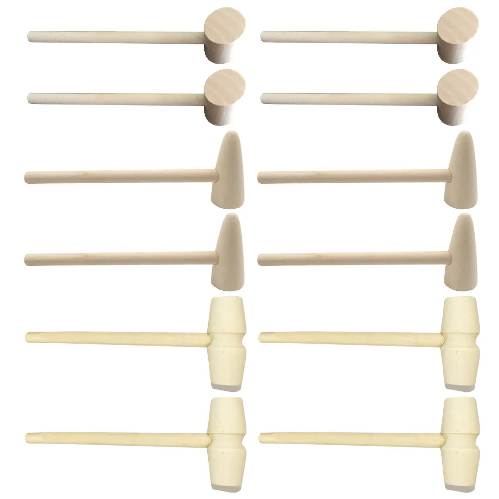 15Pcs Kids Mini Mallets Natural Wood Small Wooden Hammers Portable Smooth Finish Craft Supplies Baking Tools Easter Activity