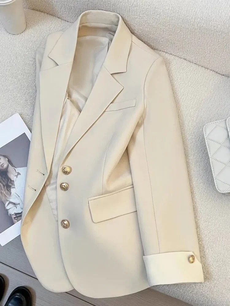 

Женский однобортный пиджак, элегантный офисный пиджак с длинным рукавом, повседневный жакет с отложным воротником, осень 2024
