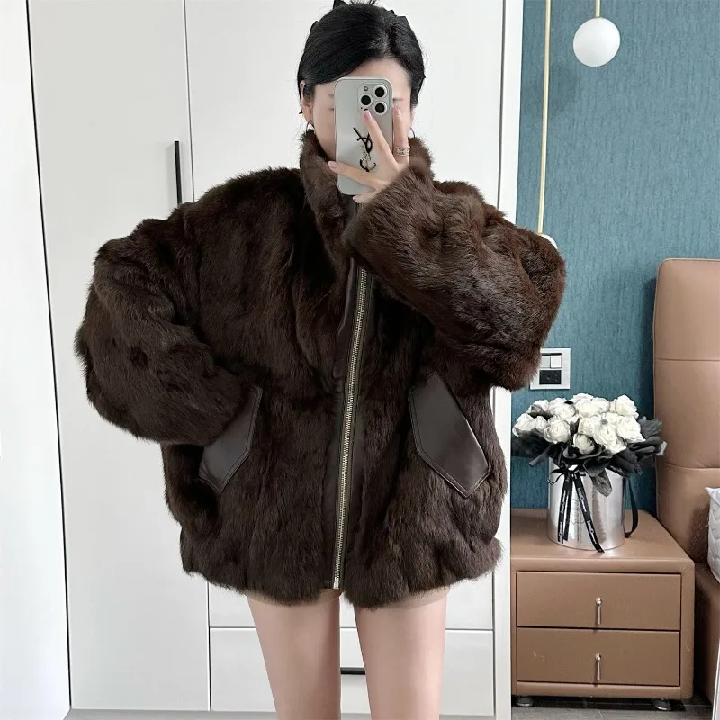 2025 Autumn and Winter New Style Lapel Fashionable Double-sided Parkas Loose Temperament Jacket Female Clothing