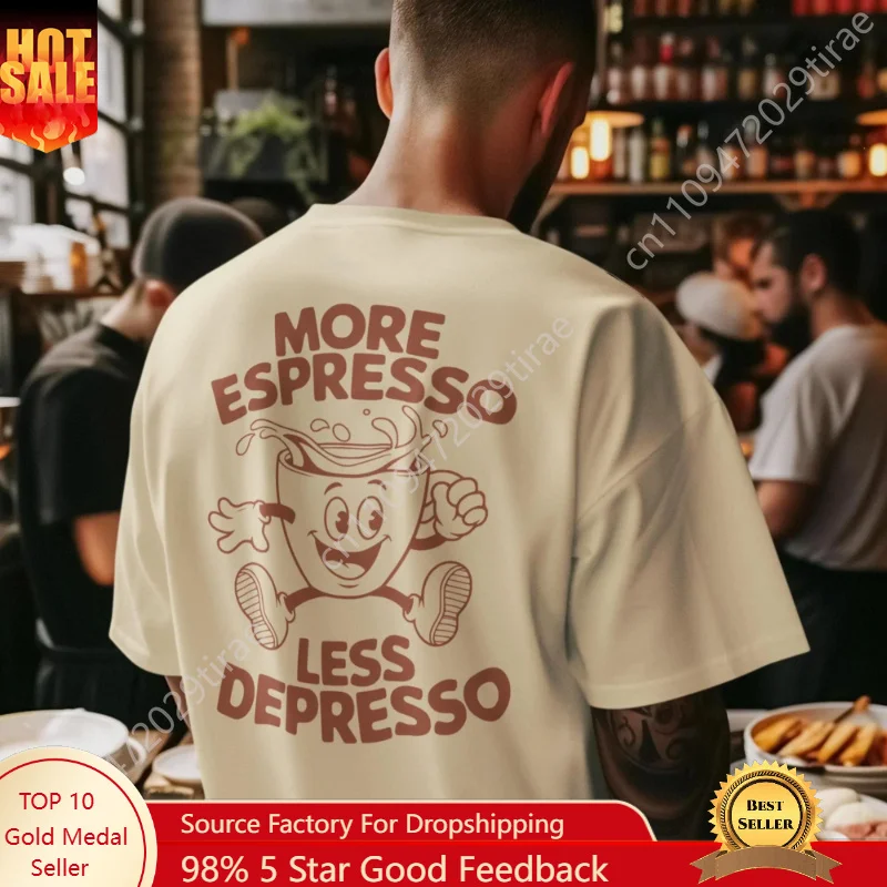 

Interesting Quotes From Coffee Enthusiast Shirts, Men's and Women's Summer Pure Cotton Short Sleeves, Fashionable Loose T-shirts