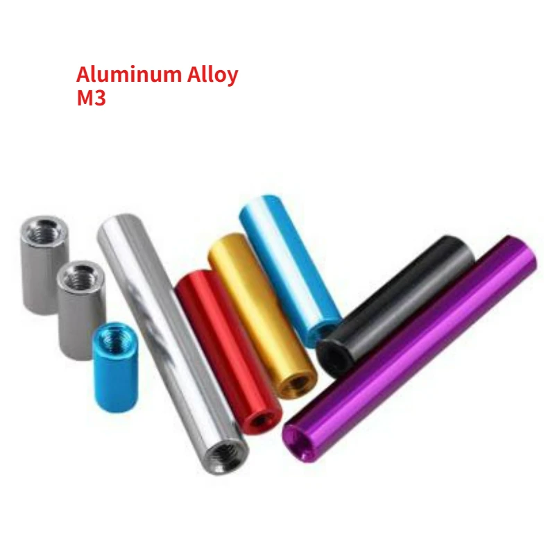 

10pcs Colored Aluminum Alloy Circular Aluminum Column M3 Anodized Through-hole Long Nut Isolation Column Length 6mm- 60mm