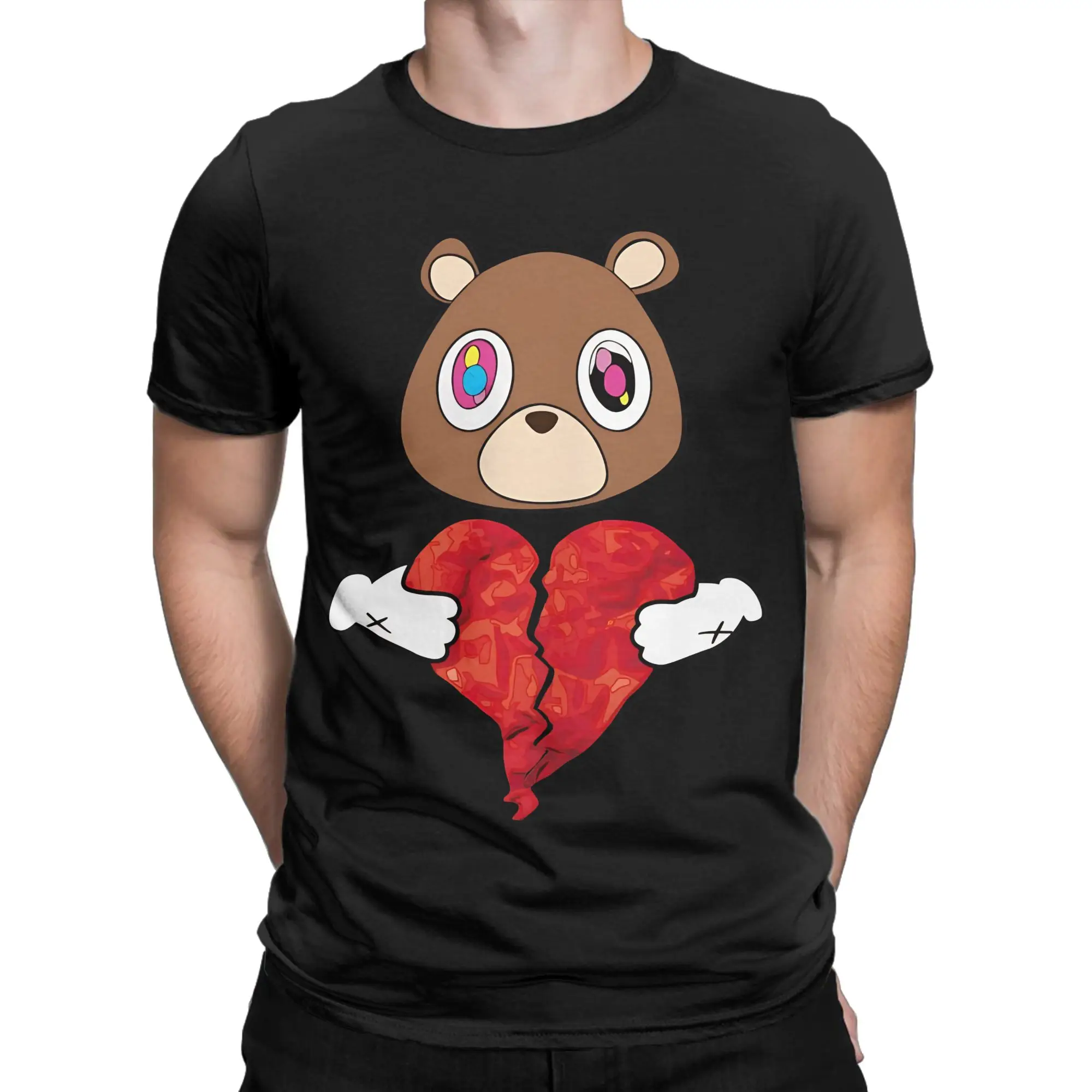 Kanye West Graduation Bear T Shirt Man  Y2K Retro T Shirts Beach O Neck Harajuku Tee Shirt Custom DIY Oversized Clothing