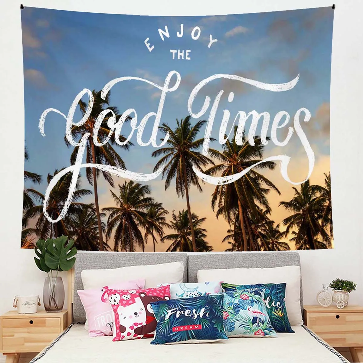 

Tapestry Wall Hanging Cloth, Beach, Coconut Tree, Good Time Art, Bedroom, Living Room, Home, Holiday Background, Decoration