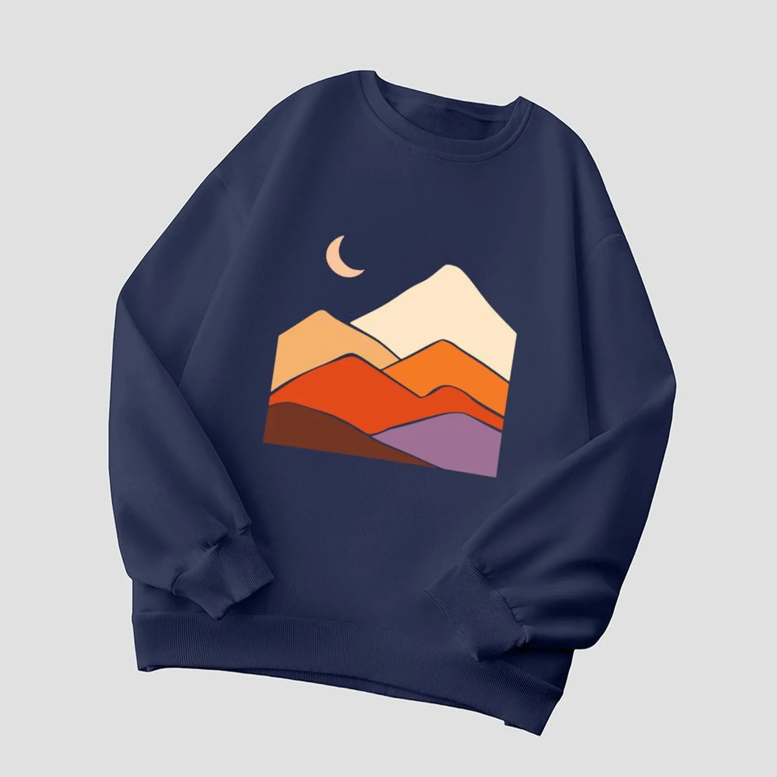 أزرق داكن عارضة جولة الرقبة سترة أنيقة جولة الرقبة سترة الخريف أزياء أسود أبيض أزرق داكن كاكي رمادي سترة #4