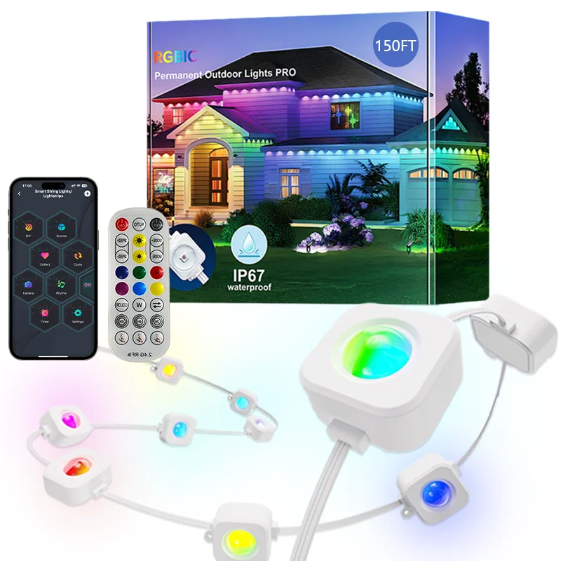 MIMI RGB أضواء خارجية دائمة IP67 أضواء LED مقاومة للماء أضواء الطنف لتقوم بها بنفسك أوضاع المشهد لديكور الهالوين والعطلات #1